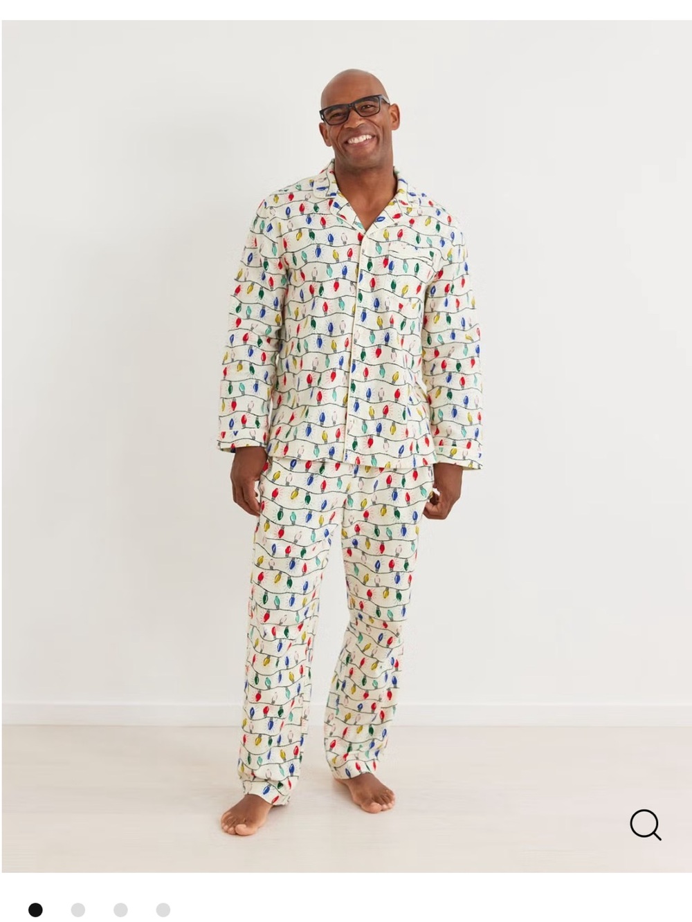 Hanna Anderson Bright Bulbs Adult Unisex Flannel Pajama Set Sz M